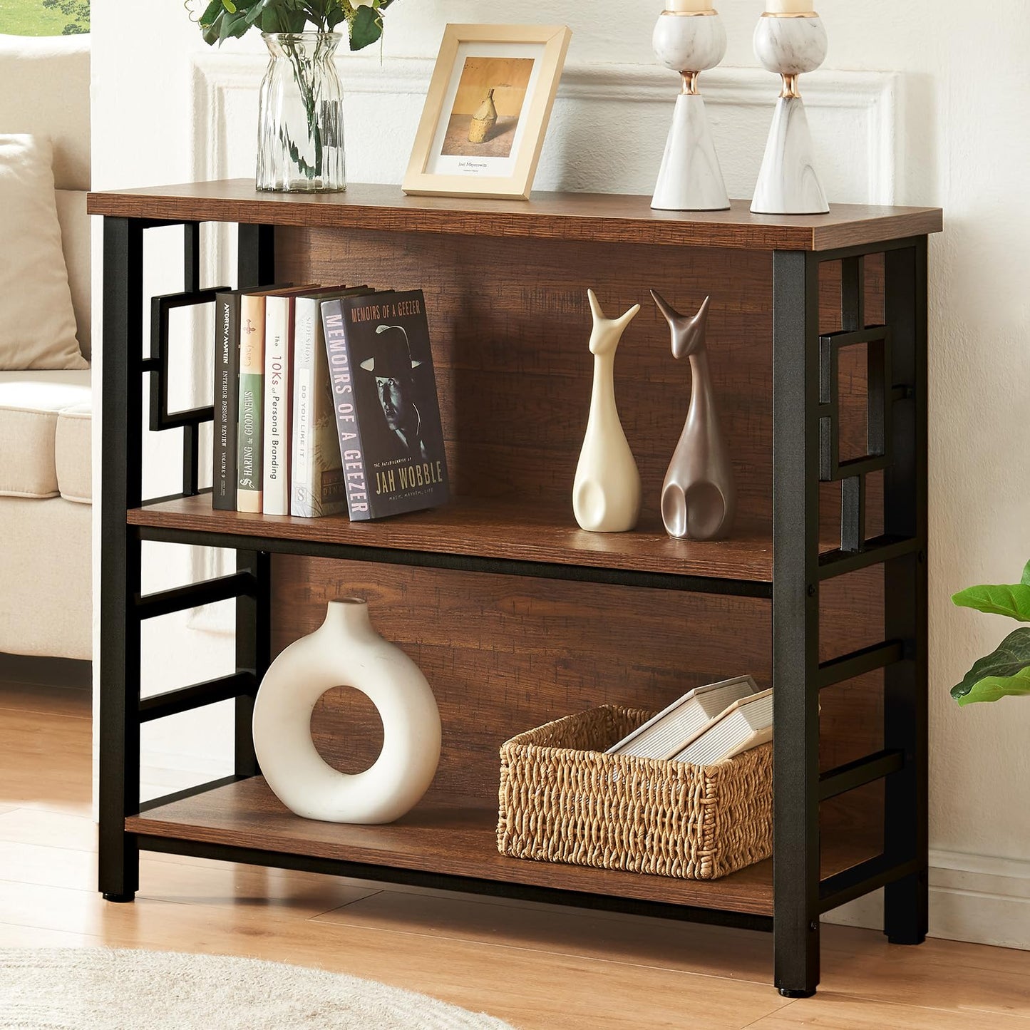 HOMISSUE 3-Tier Rustic Bookshelf