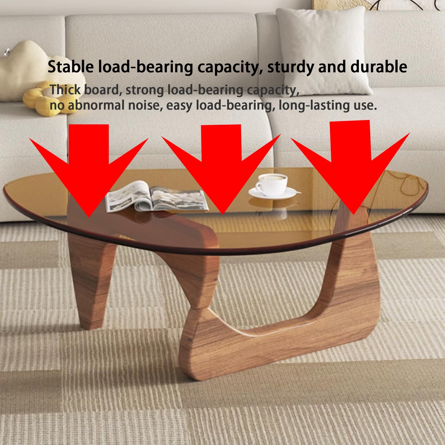 EASYSOUL 32" Glass Coffee Table