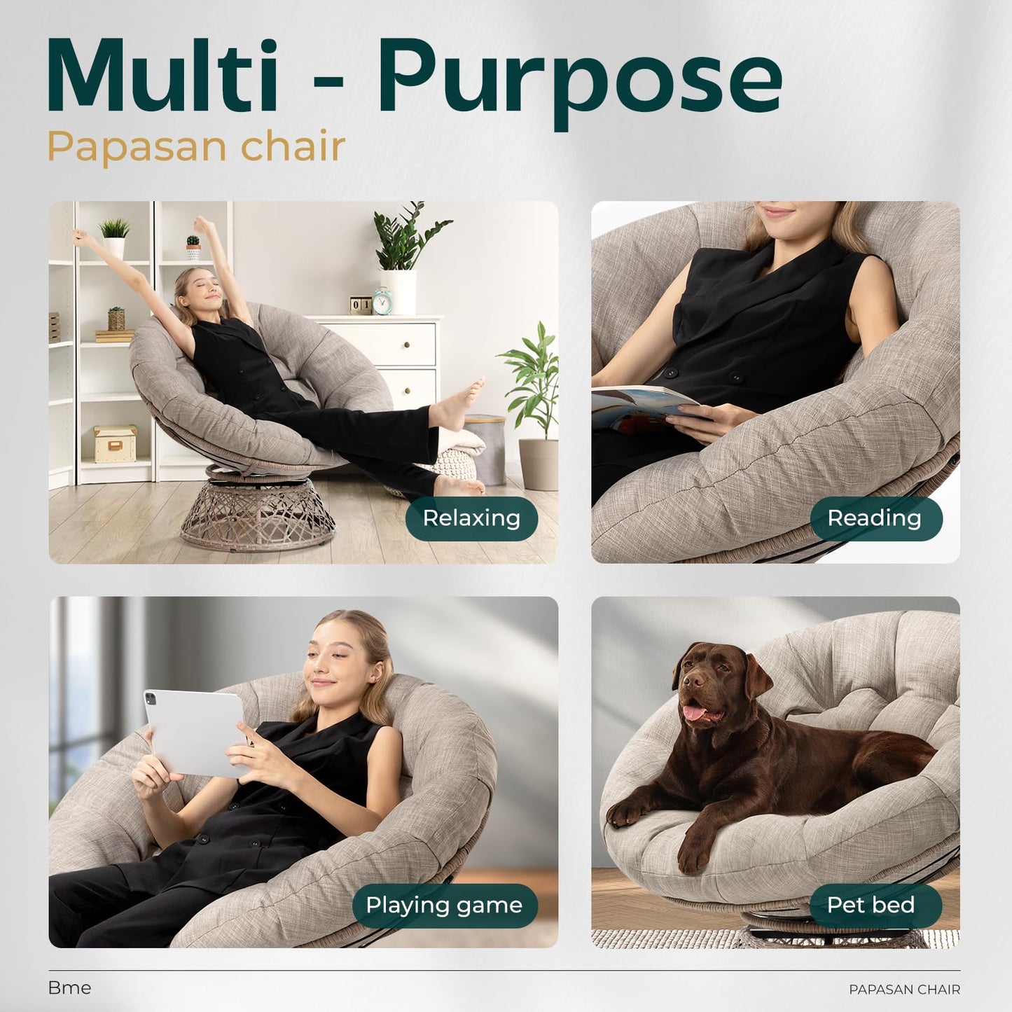 BME 40" Wicker Papasan Chair