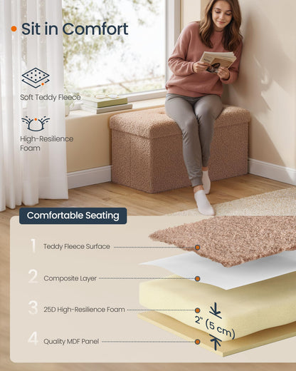 SONGMICS Storage Ottoman Bench, 15"x30"x15"