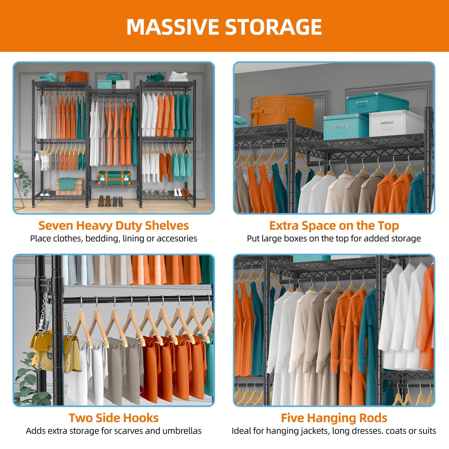 PUNION 7-Tier Portable Garment Rack
