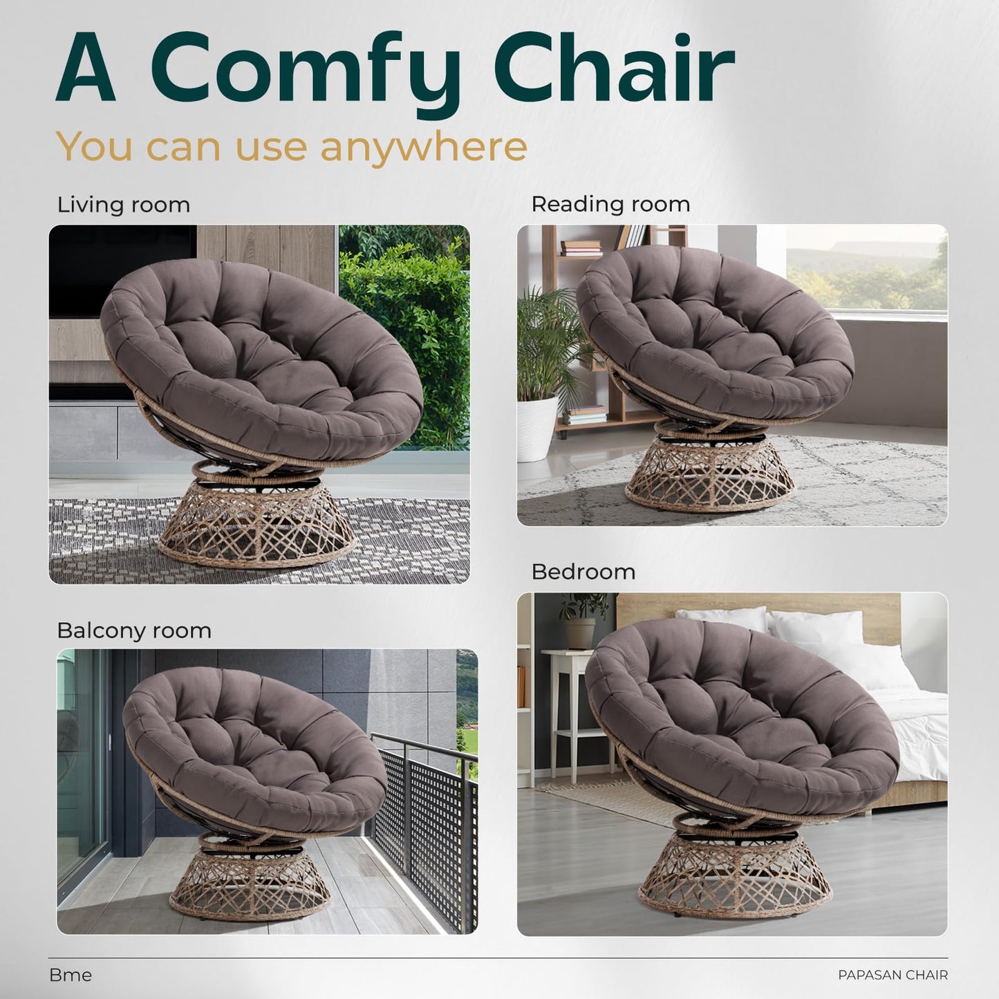 BME 40" Wicker Papasan Chair