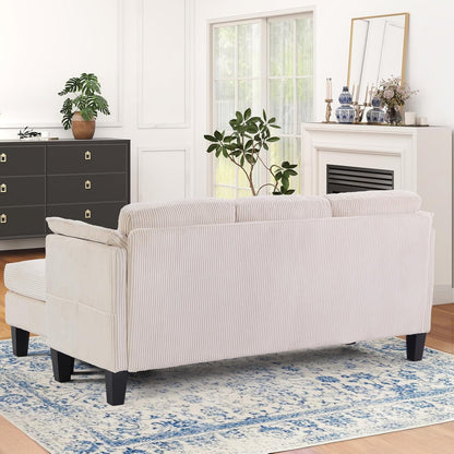 Beige L-Shaped Sofa with Storage