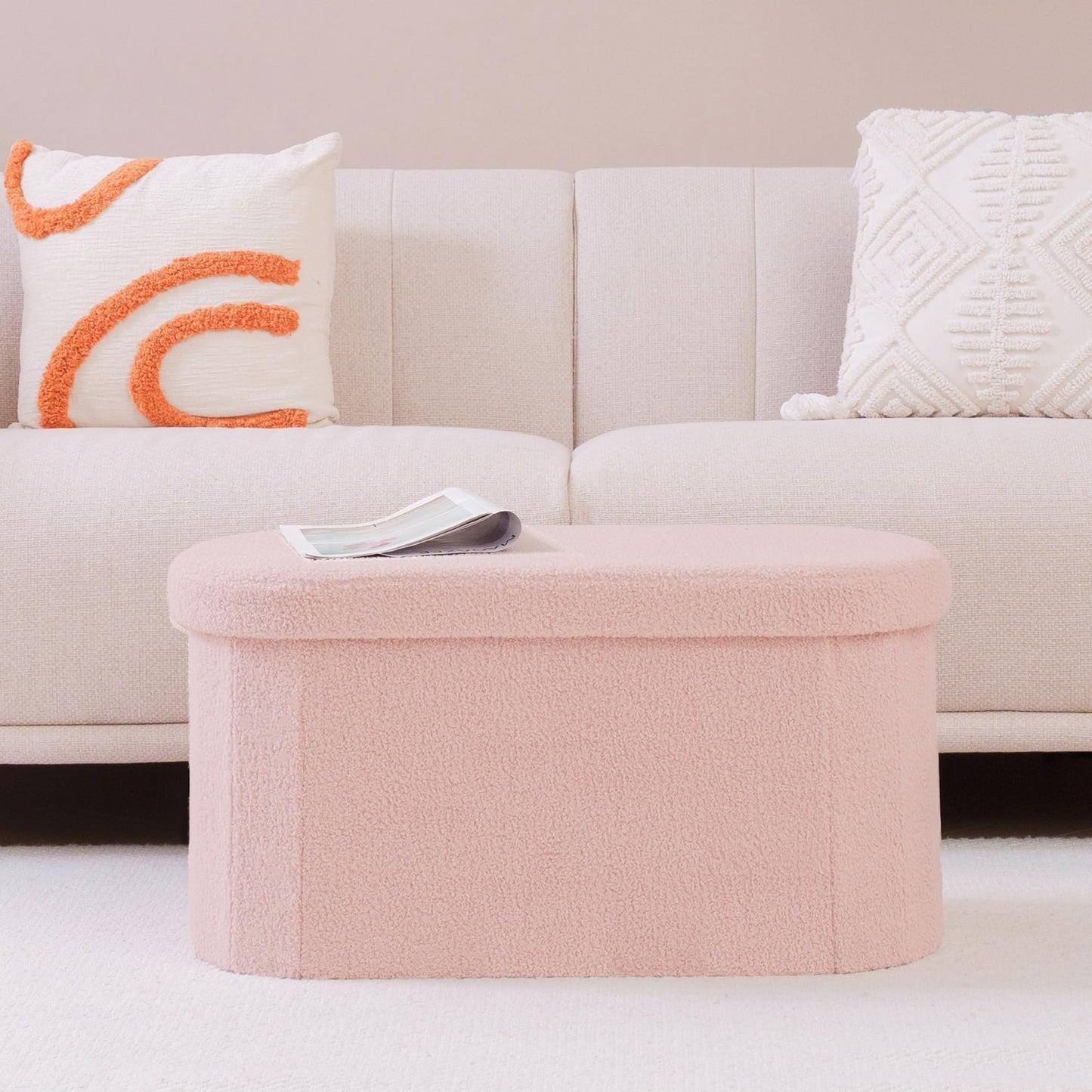 FSOBEIIALEO 43.3" Sherpa Storage Ottoman Bench