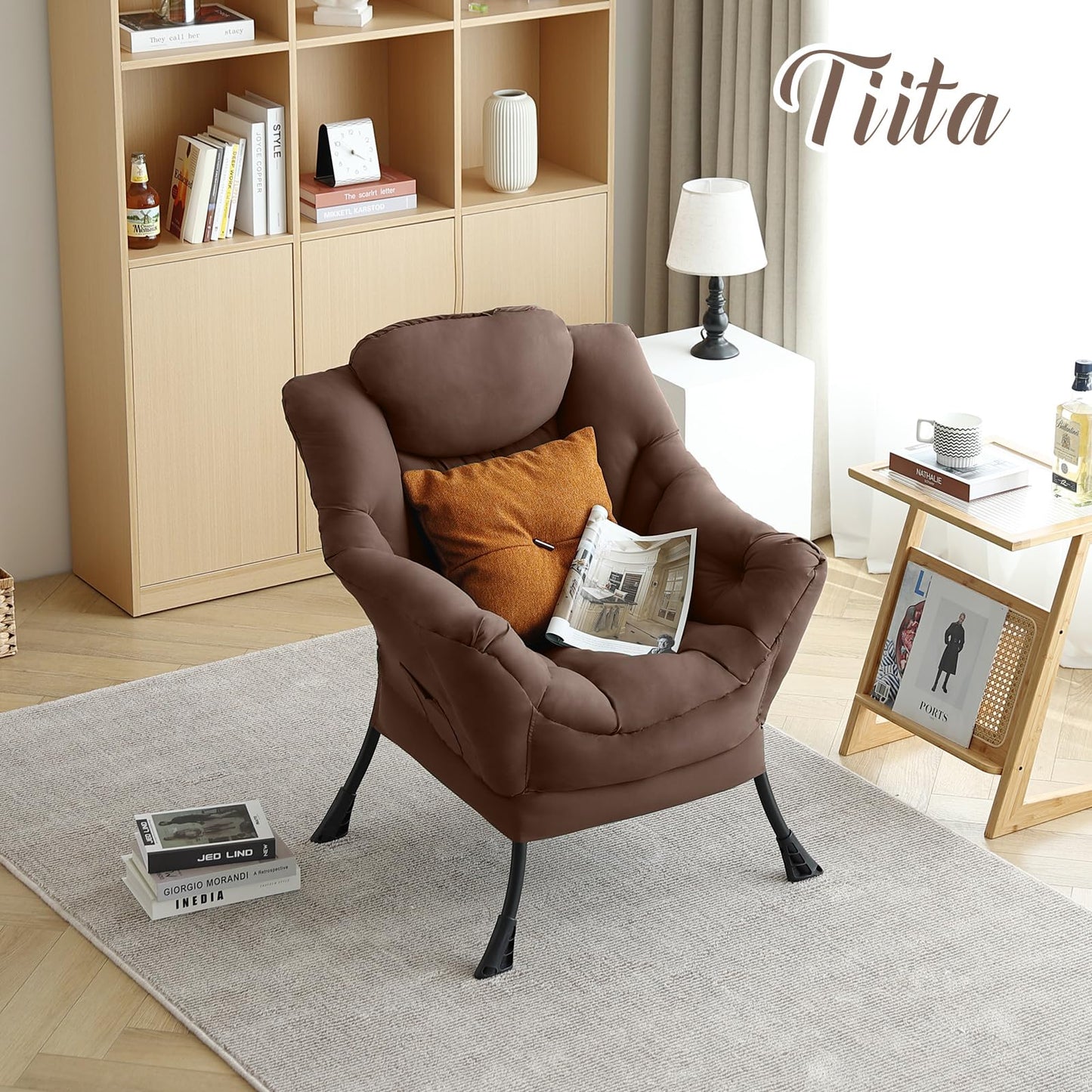 Tiita Velvet Lounge Chair with Ottoman