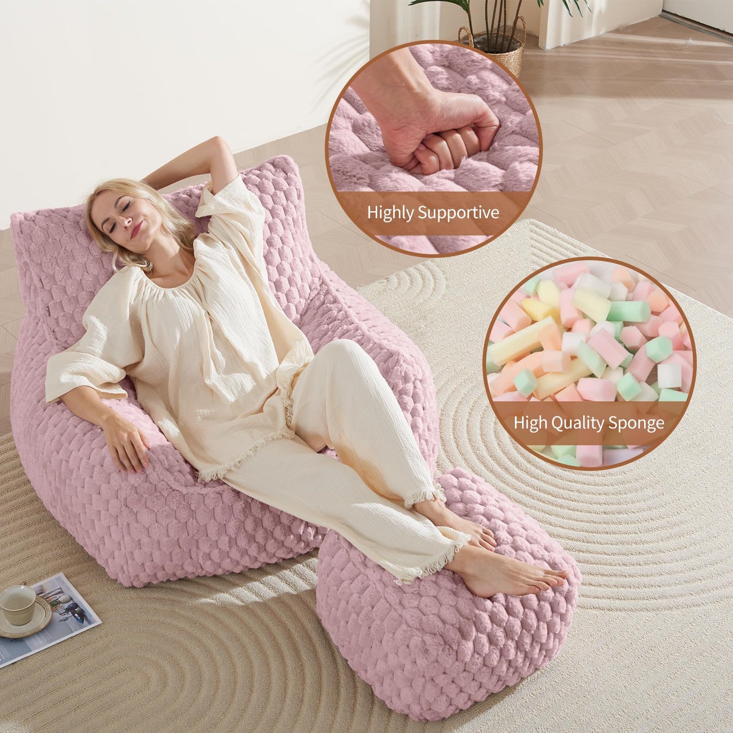 Giant Bean Bag Sofa with Ottoman