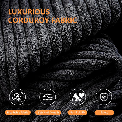 106" L-Shaped Corduroy Sofa – Black