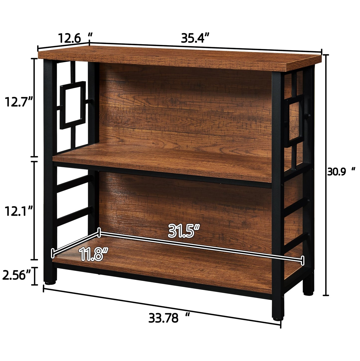 HOMISSUE 3-Tier Rustic Bookshelf