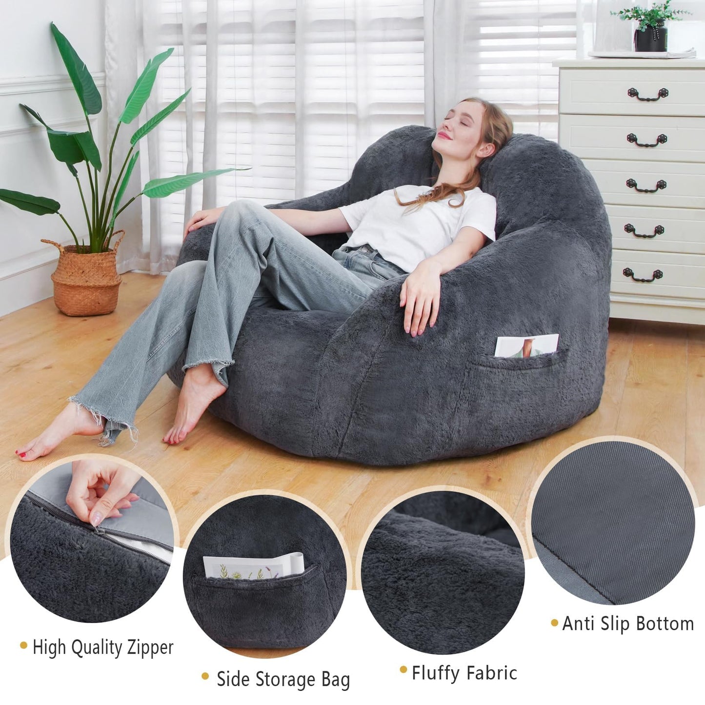 Giant Grey Bean Bag Chair
