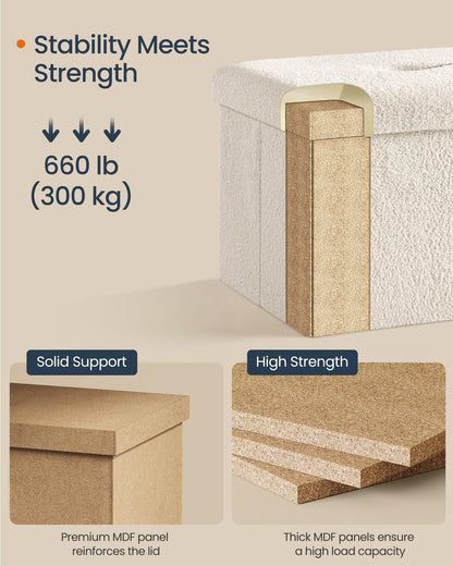 SONGMICS Storage Ottoman Bench, 15"x30"x15"