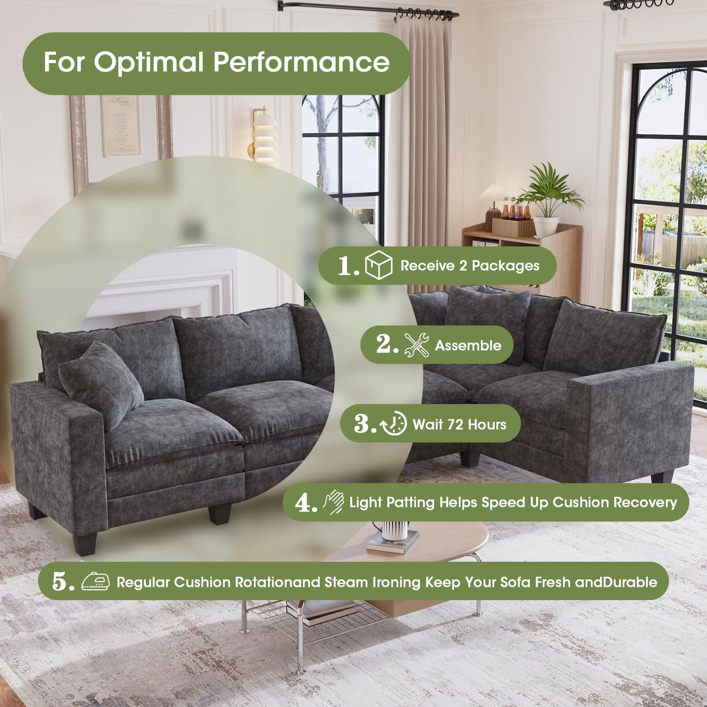 97" 5-Seater Modular Sofa – Beige