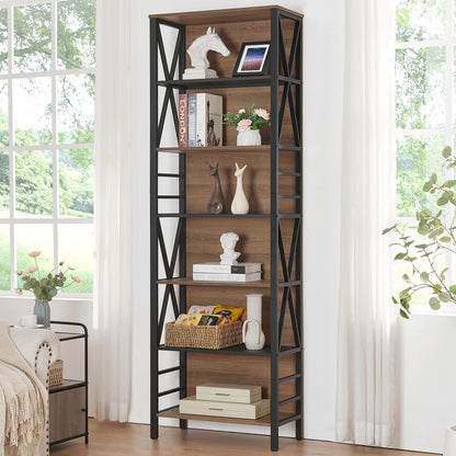 HOMISSUE 7-Tier Rustic Bookshelf