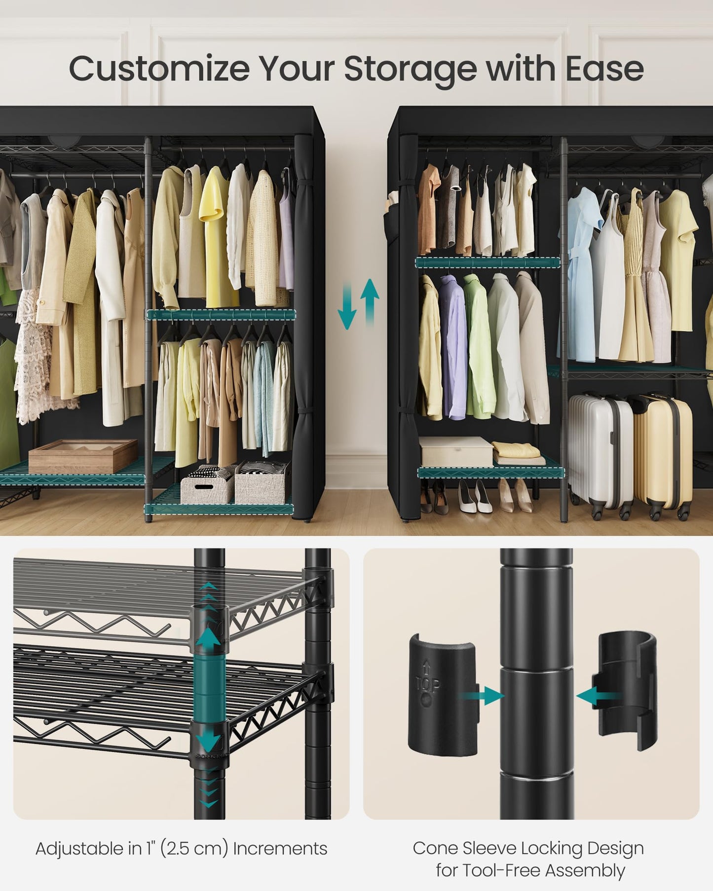 SONGMICS Heavy-Duty Portable Clothes Rack