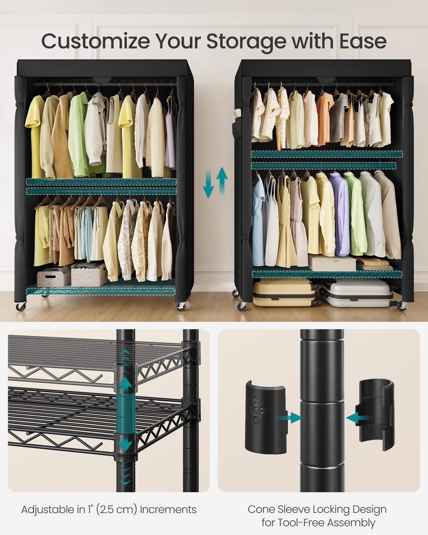 SONGMICS Heavy-Duty Portable Clothes Rack