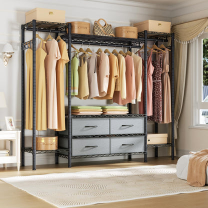 Heavy Duty Large Garment Rack with Shelves & Rods