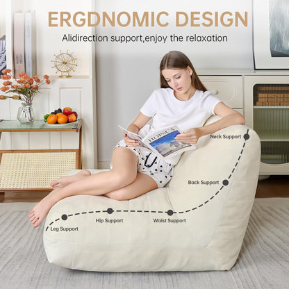Beige Memory Foam Bean Bag Chair