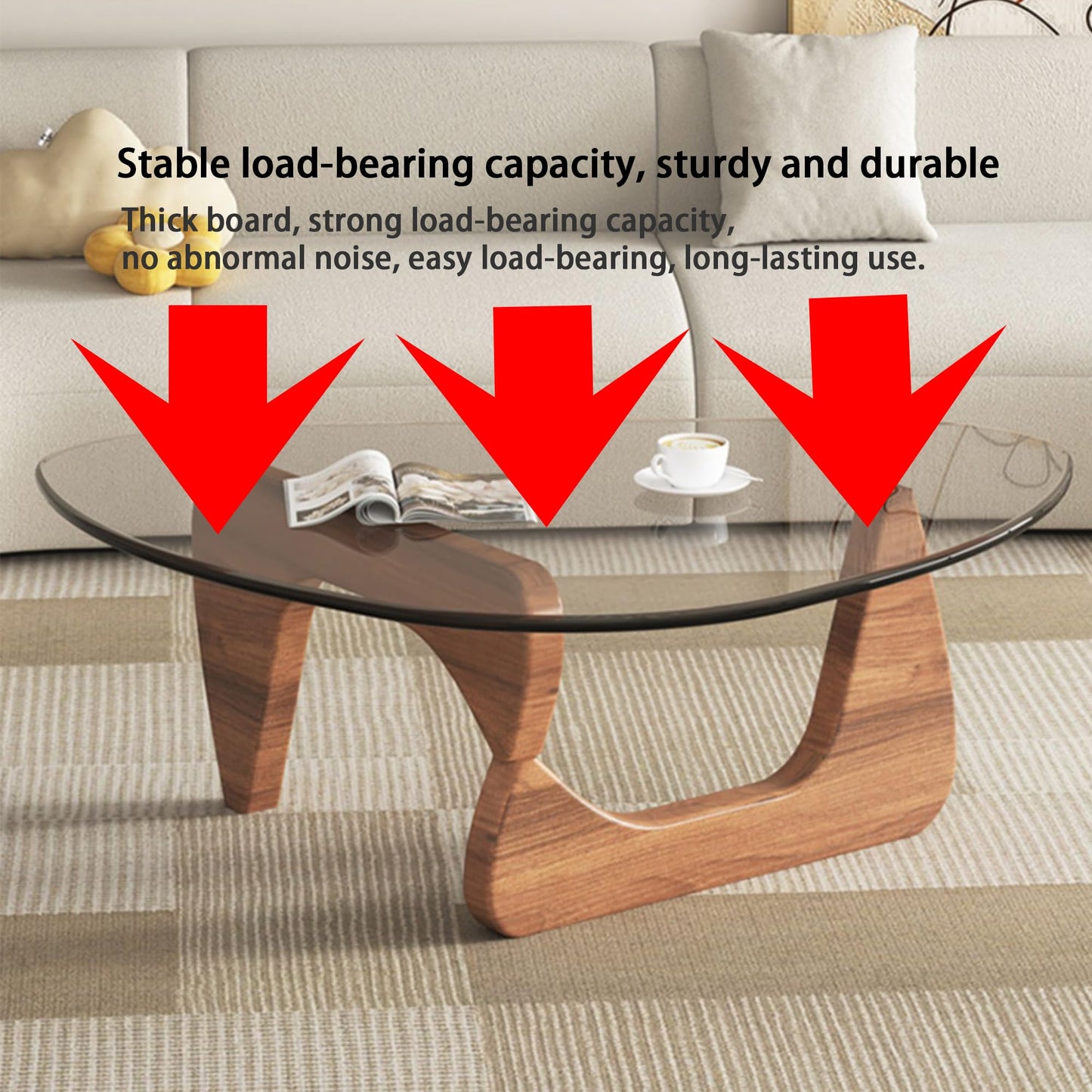 EASYSOUL 32" Glass Coffee Table