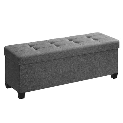 SONGMICS Foldable Storage Ottoman Bench, 15"x43"x15.7"
