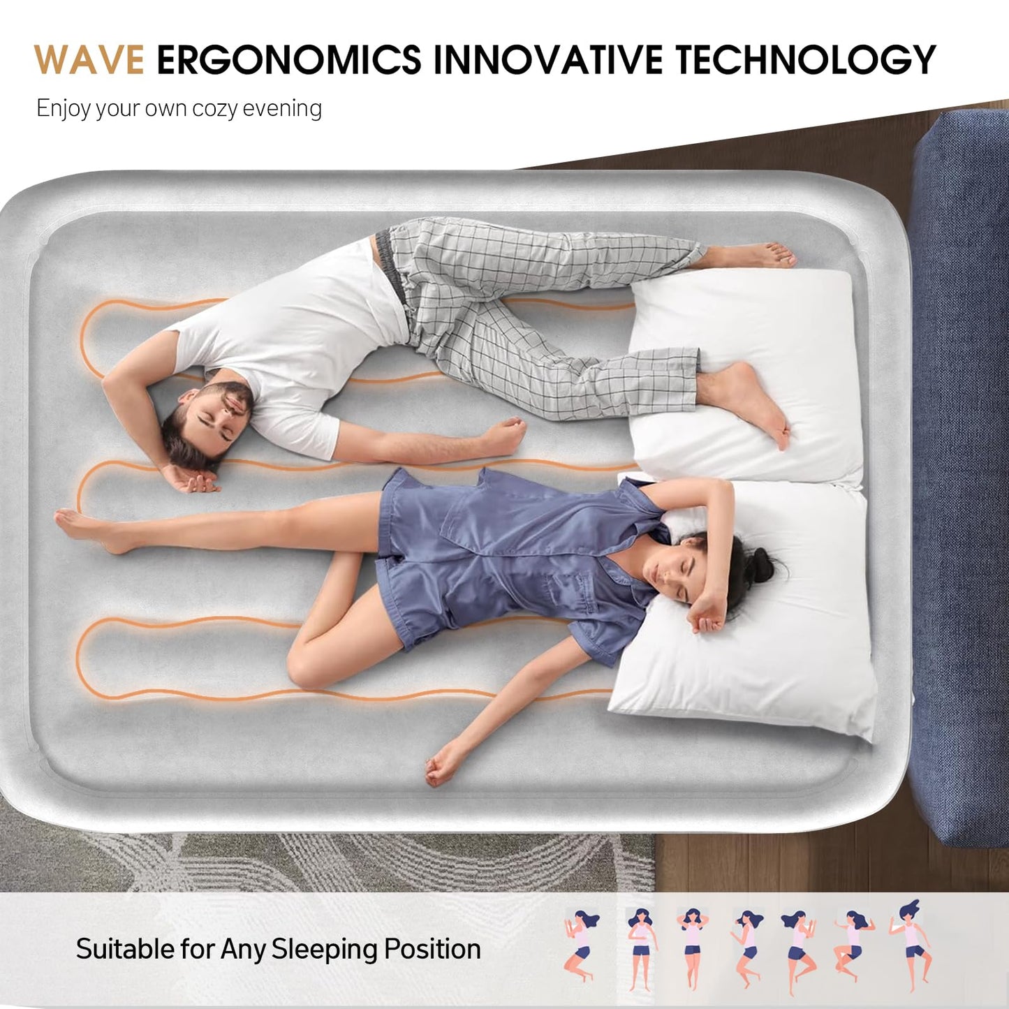 DIVON 18" Queen Air Mattress with Built-In Pump