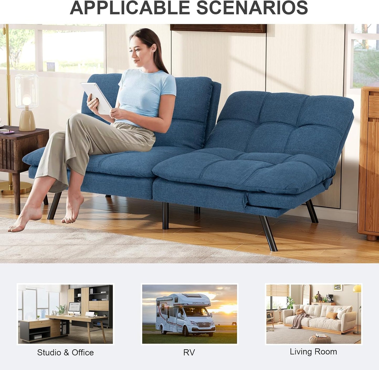 Vipbear Grey Futon Sofa Bed 71"