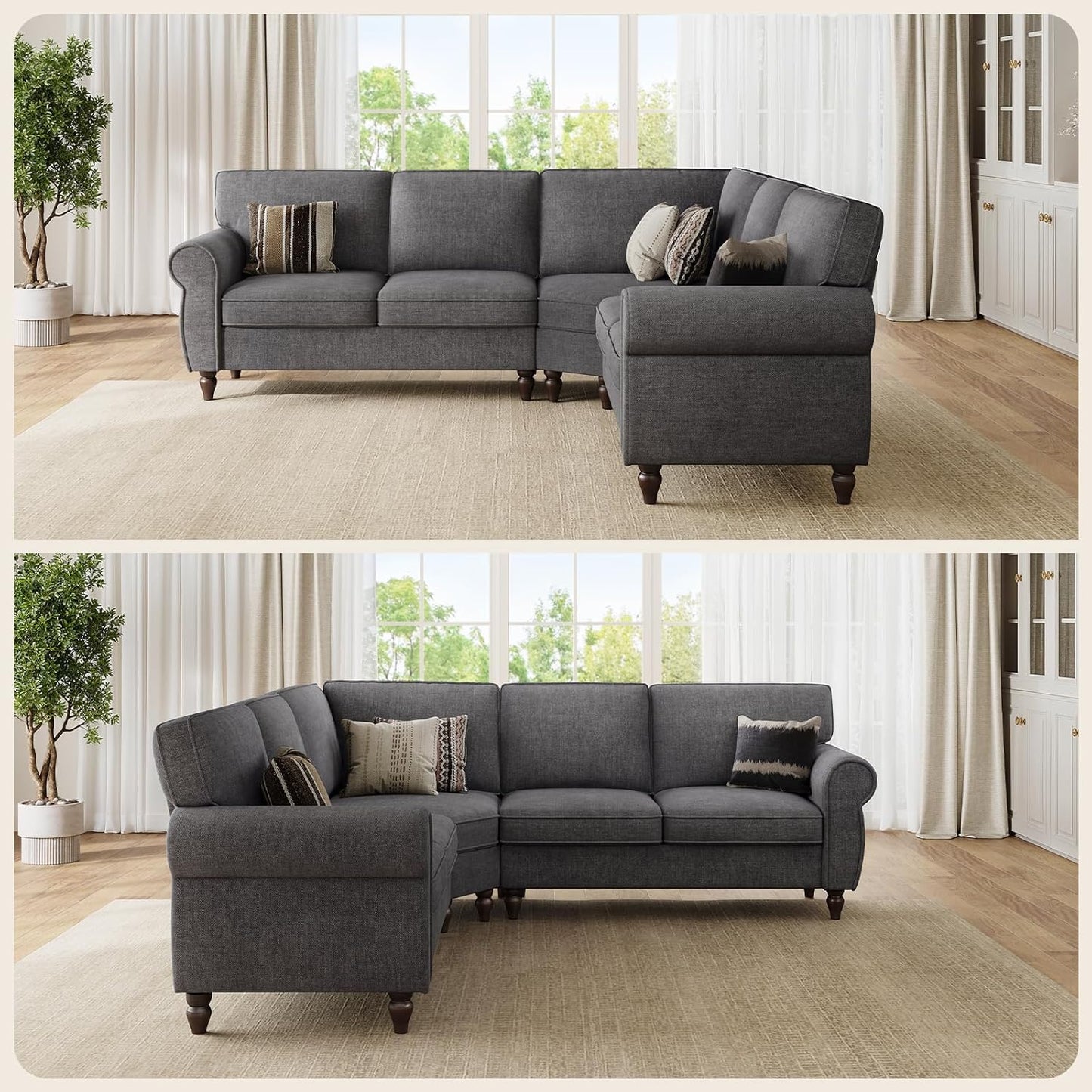 101" L-Shaped Grey 5-Seater Sofa
