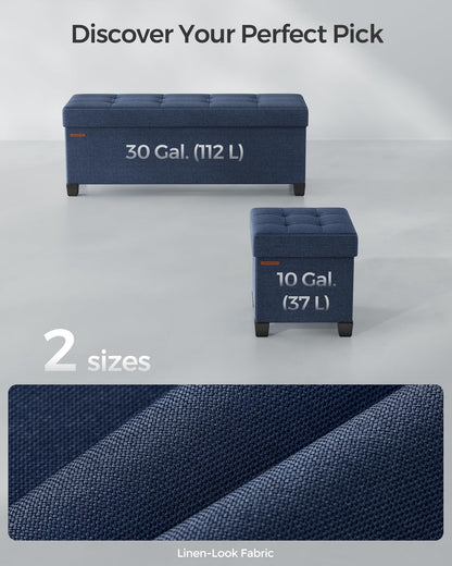 SONGMICS Foldable Storage Ottoman Bench, 15"x43"x15.7"