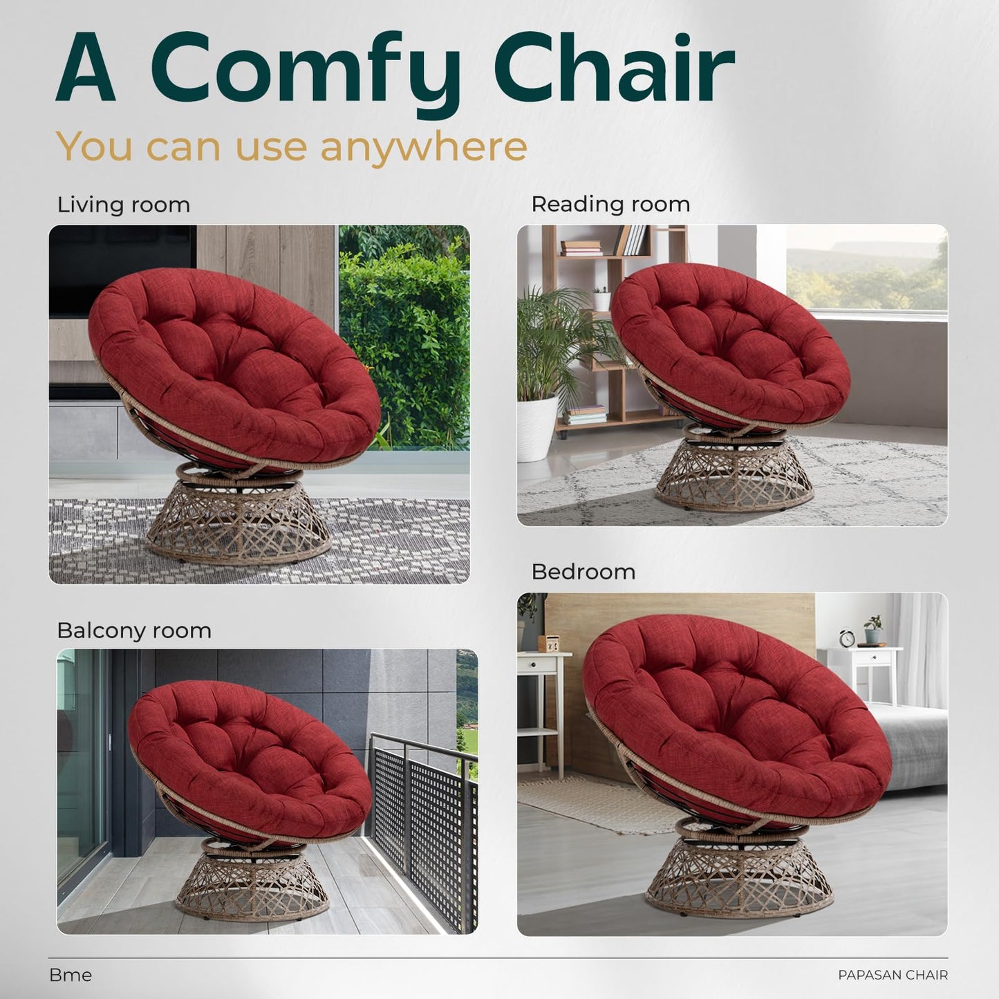 Bme 40" Papasan Swivel Chair