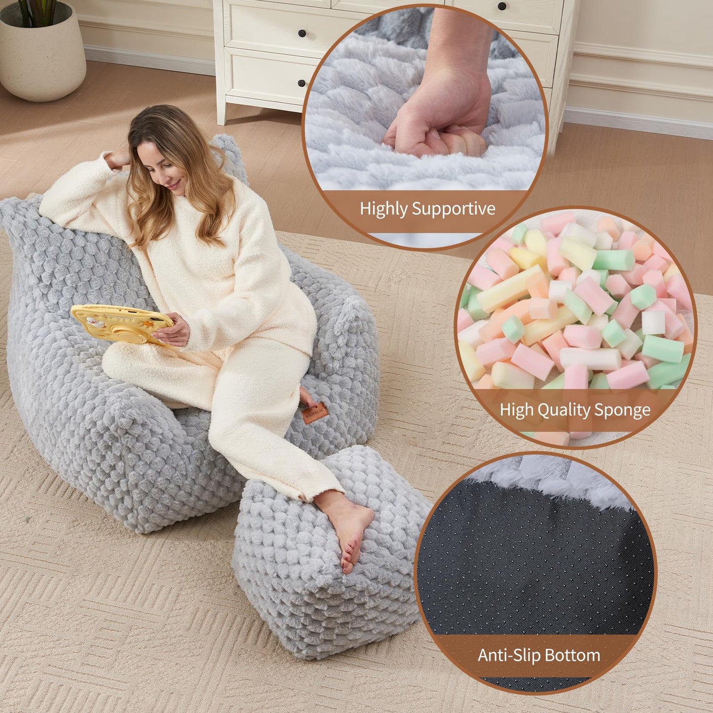 Giant Bean Bag Sofa with Ottoman