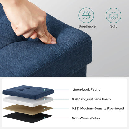 SONGMICS MAZIE 43" Folding Storage Ottoman Bench
