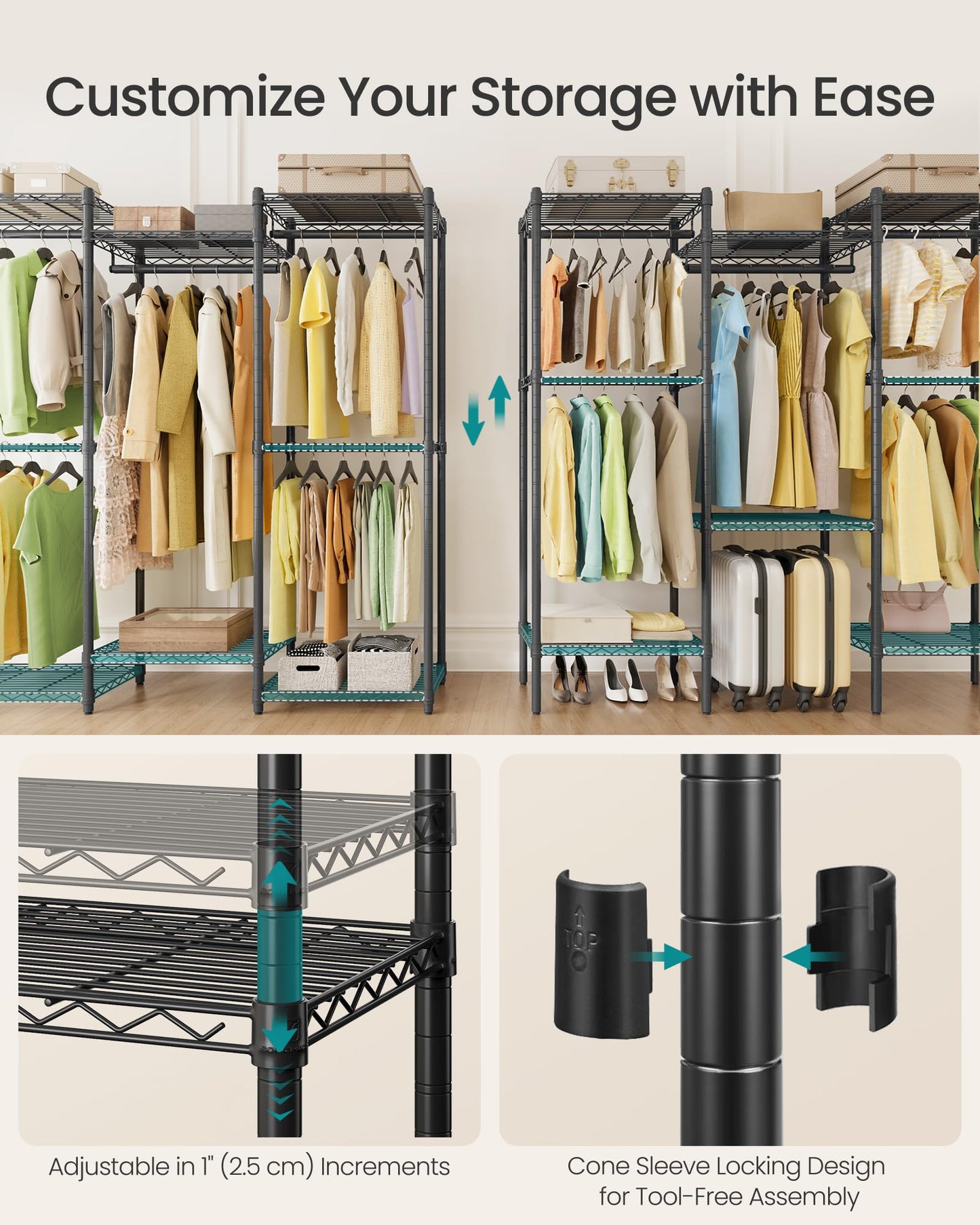 SONGMICS Heavy-Duty Portable Clothes Rack