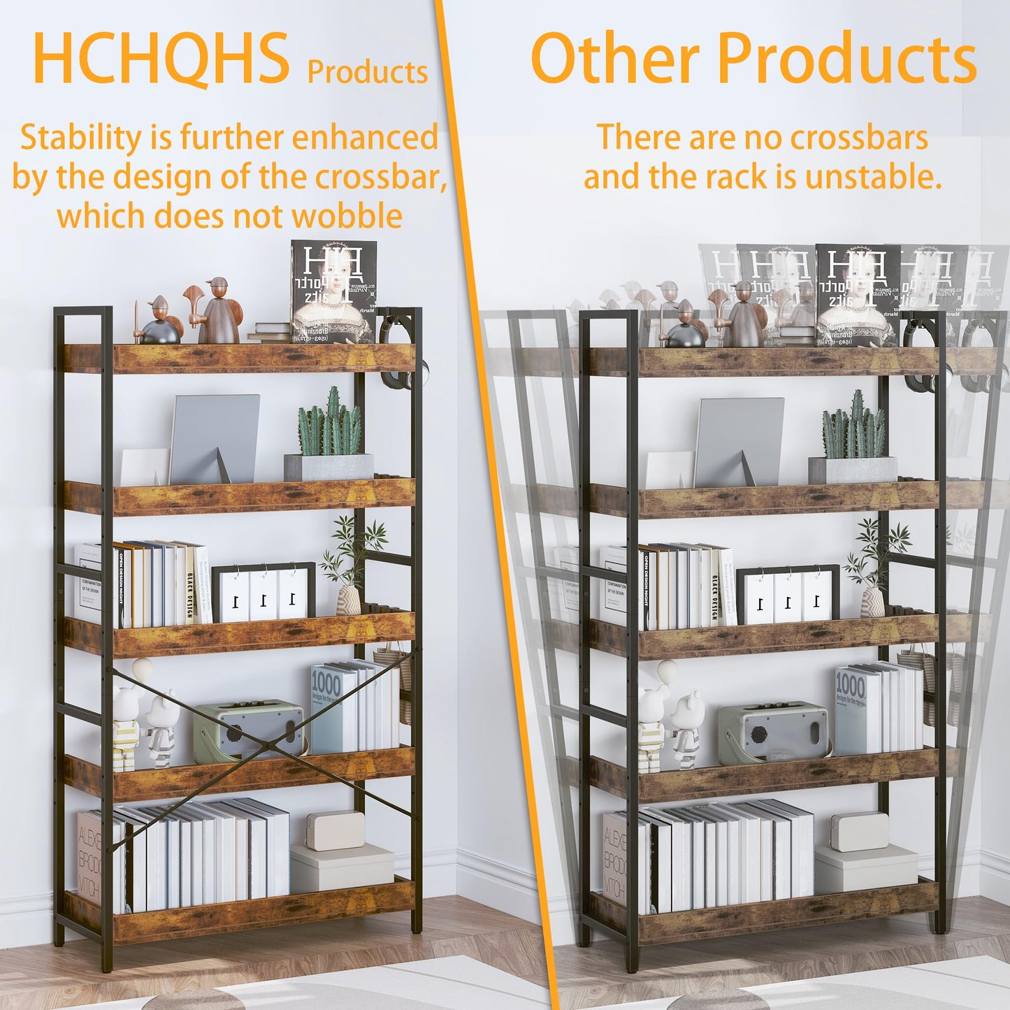 HCHQHS 6-Tier Bookcase