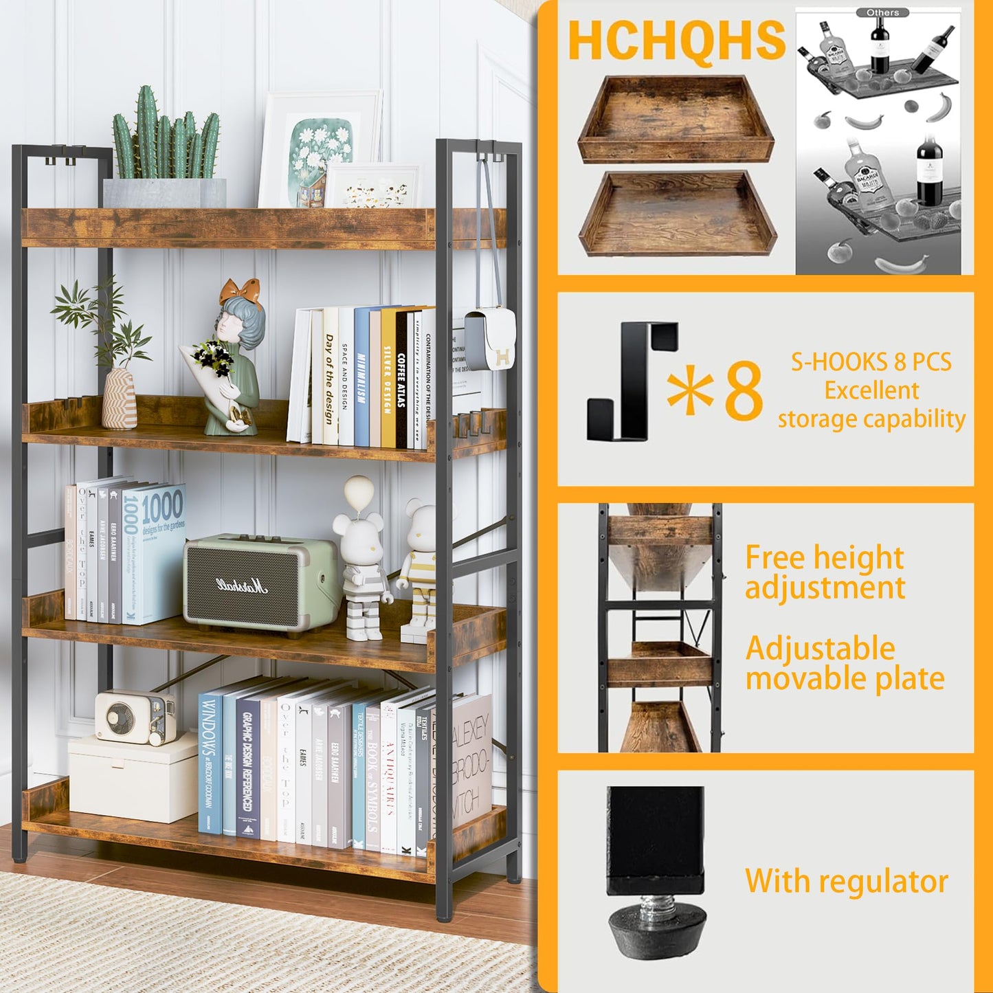 HCHQHS 6-Tier Bookcase