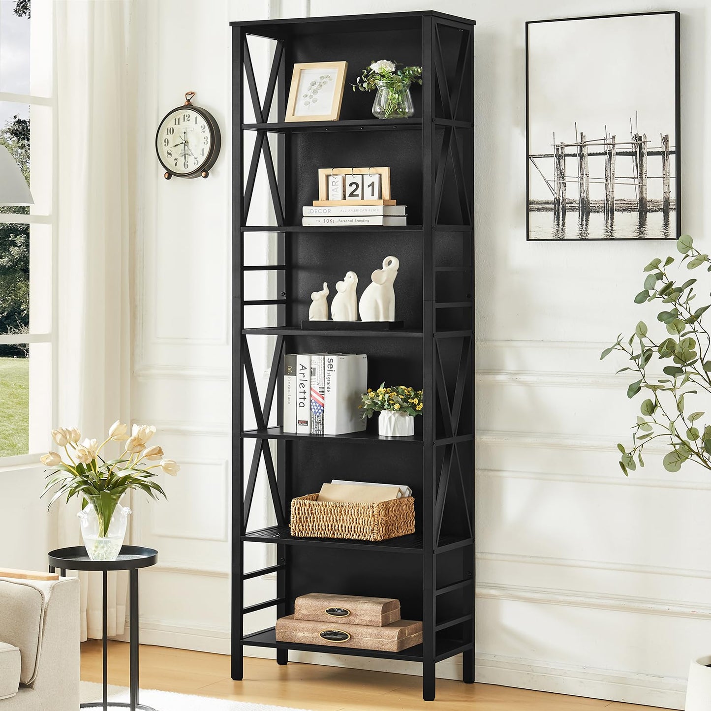 HOMISSUE 7-Tier Rustic Bookshelf