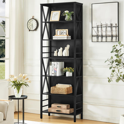HOMISSUE 7-Tier Rustic Bookshelf