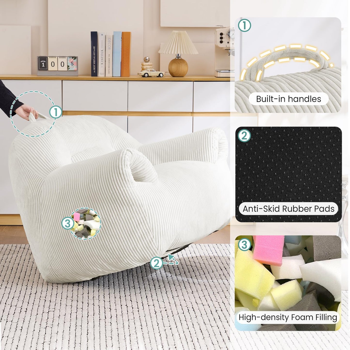 DAICO Bean Bag Chair White