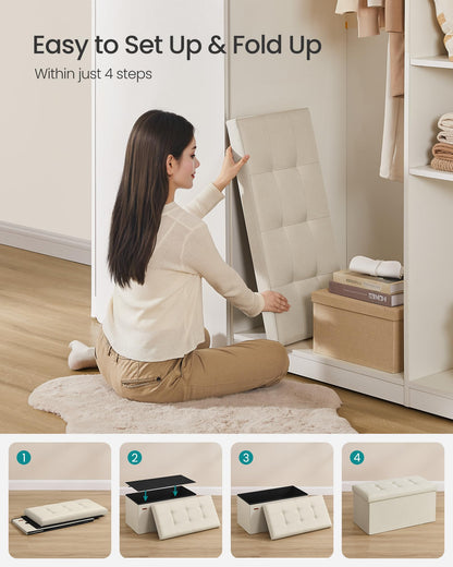 SONGMICS MAZIE 43" Folding Storage Ottoman Bench