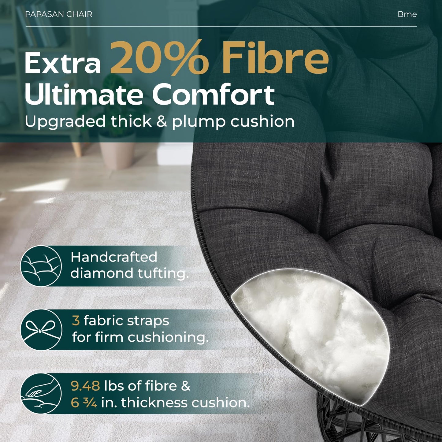 Bme 40" Papasan Swivel Chair