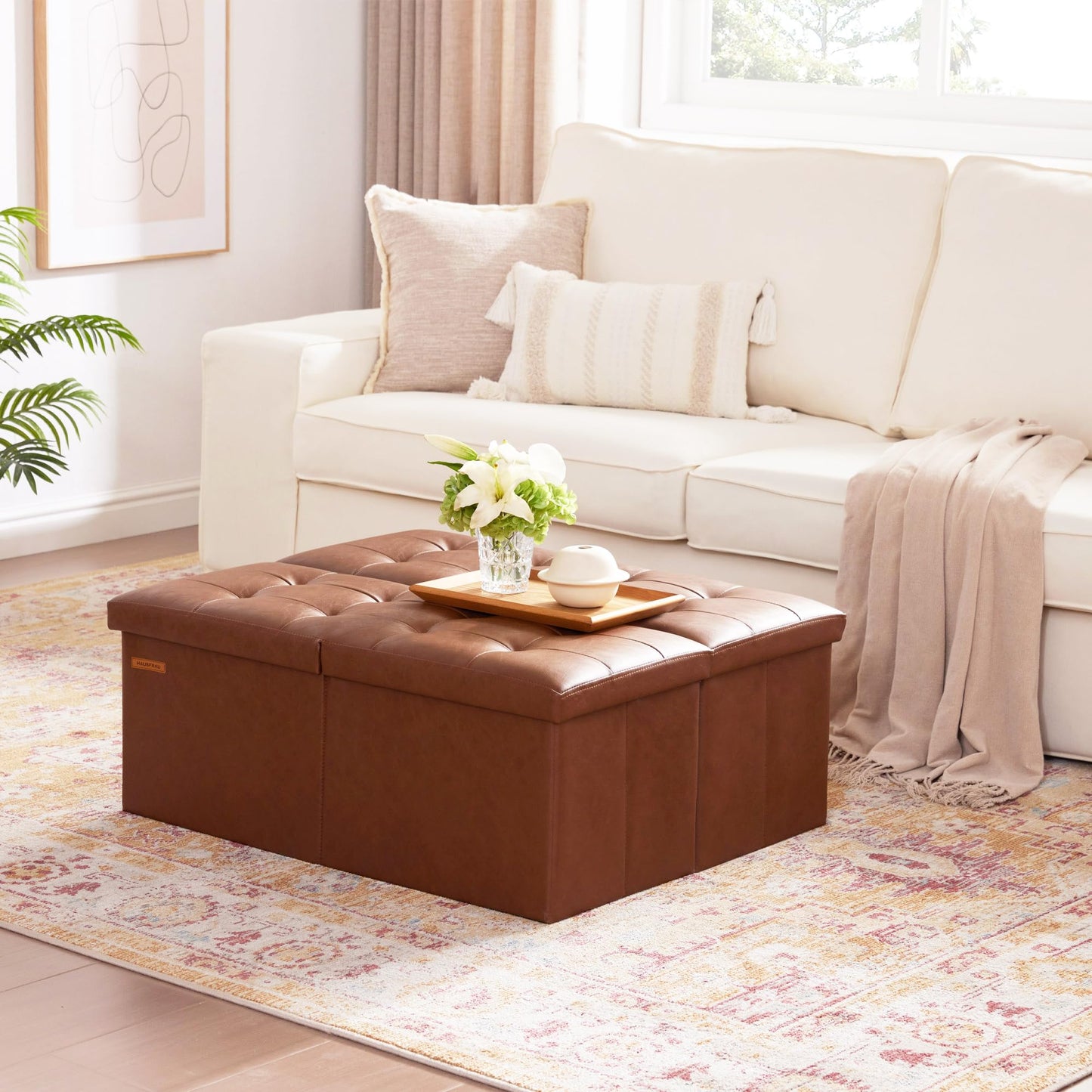 HAUSFRAU 31.5" Storage Ottoman Bench