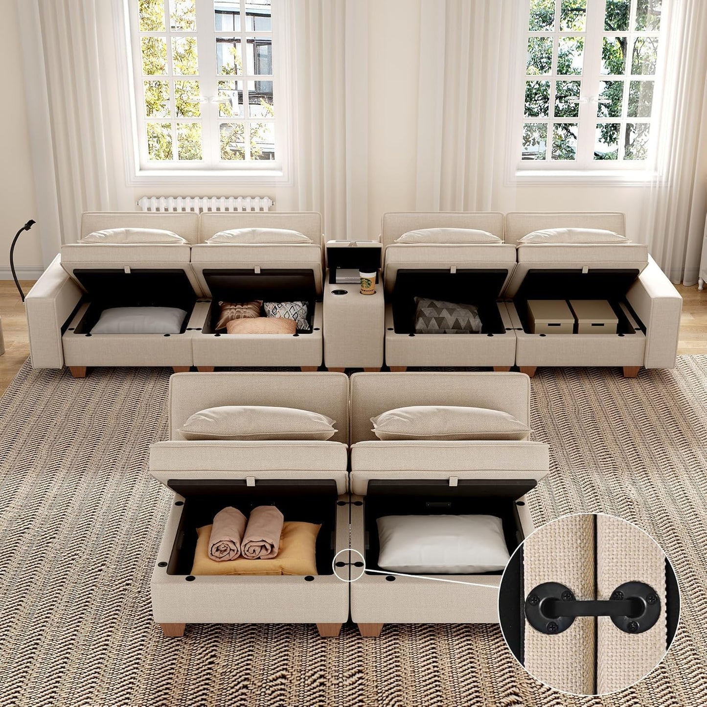 Modular Sofa with Storage – Grey