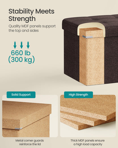 SONGMICS MAZIE 43" Folding Storage Ottoman Bench