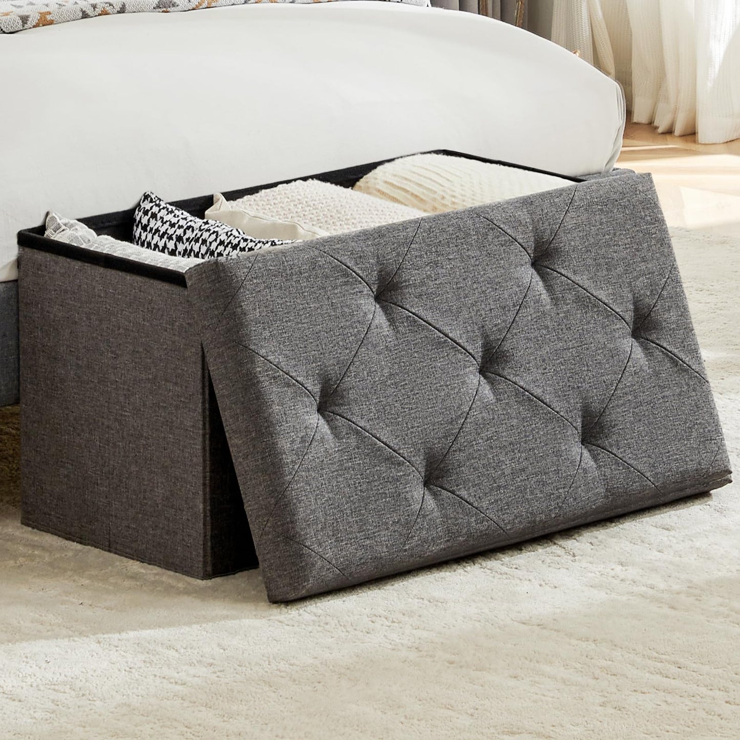 DUMOS 30" Foldable Storage Ottoman Bench