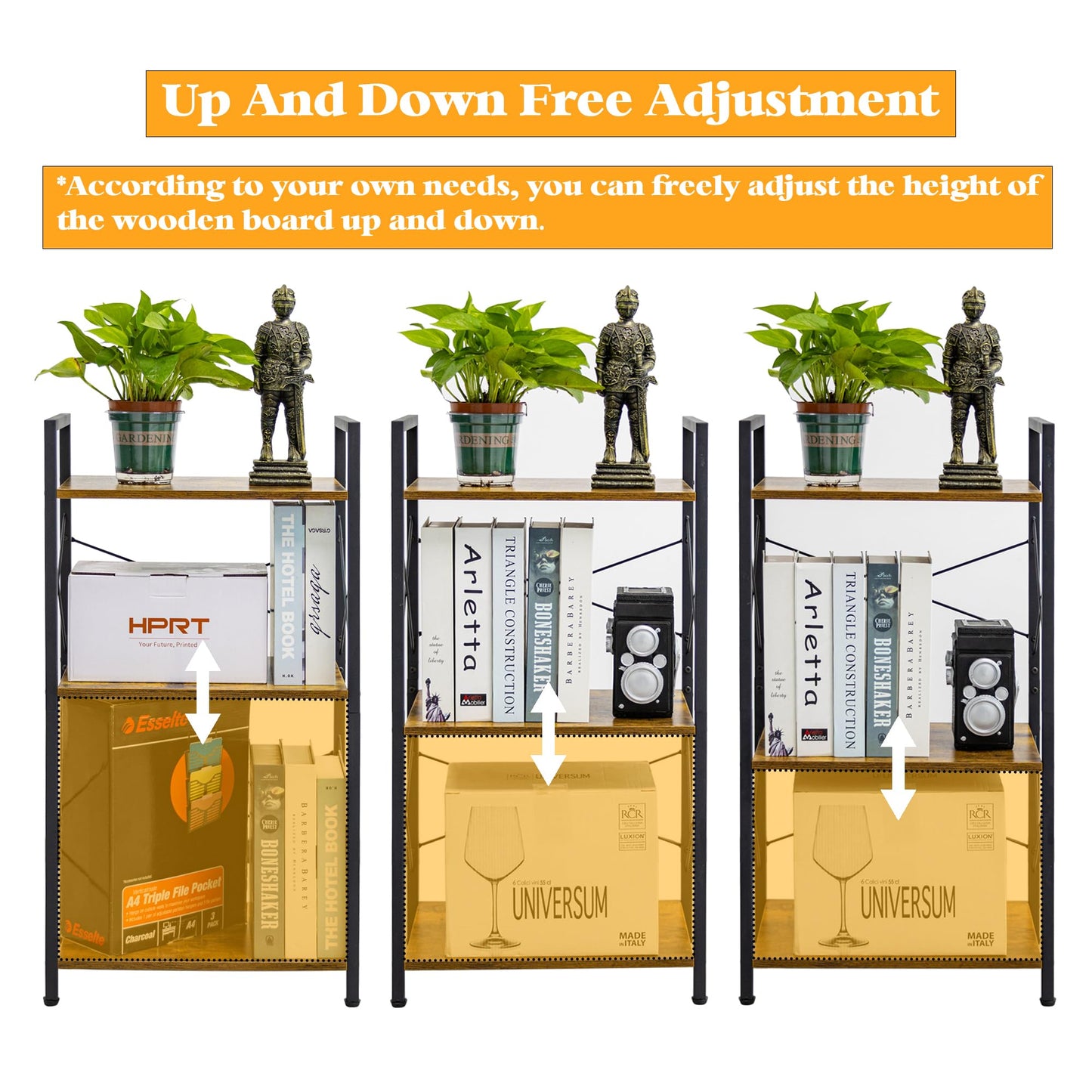 HCHQHS 4-Tier Industrial Bookshelf