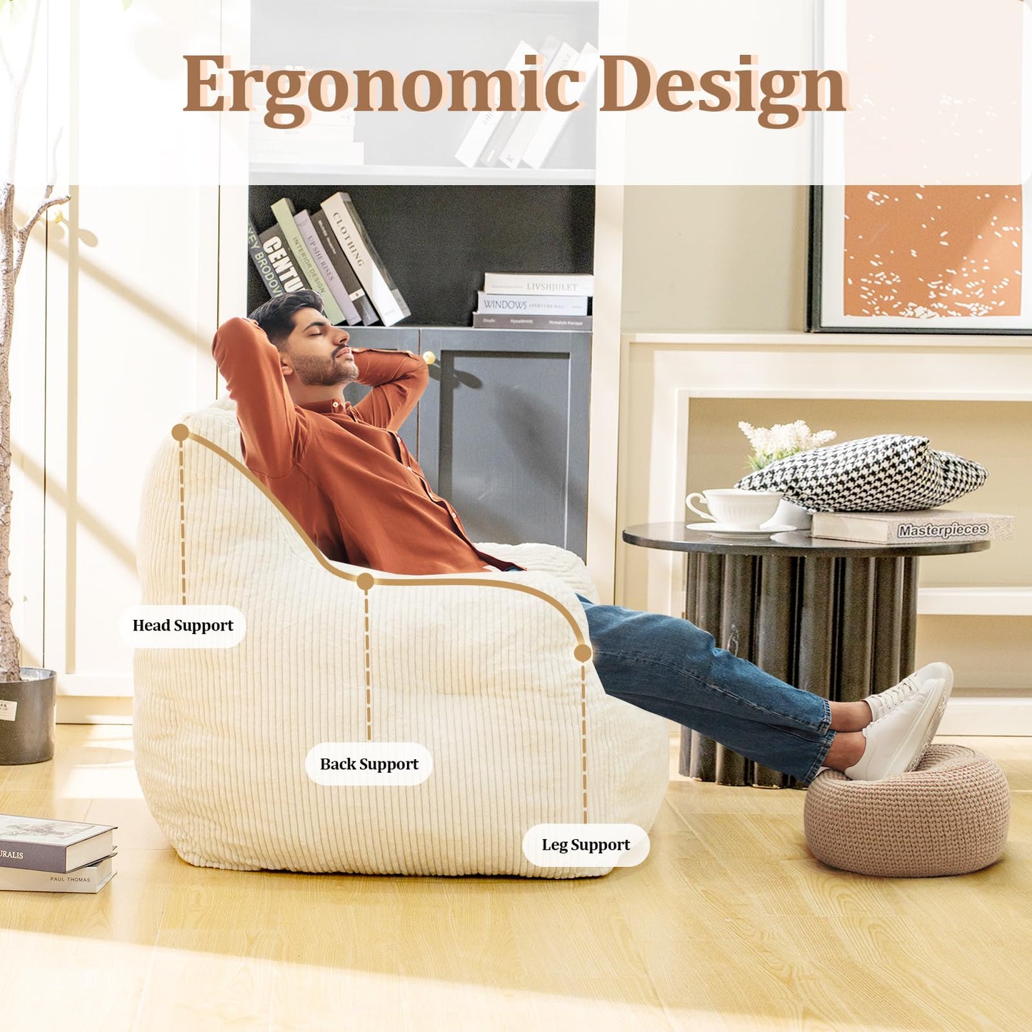 Grey Large Bean Bag Chair