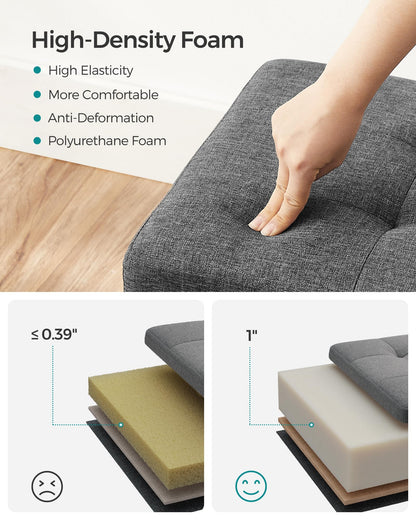 SONGMICS Foldable Storage Ottoman Bench, 15"x43"x15.7"