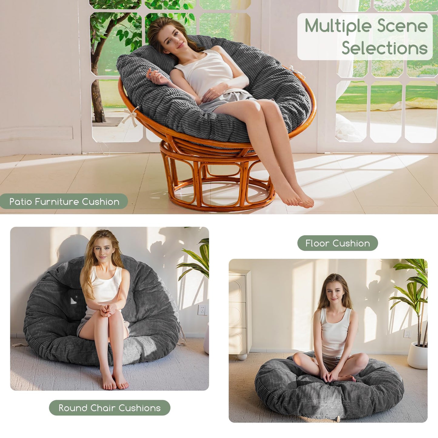 Papasan Chair Cushion 48" Green