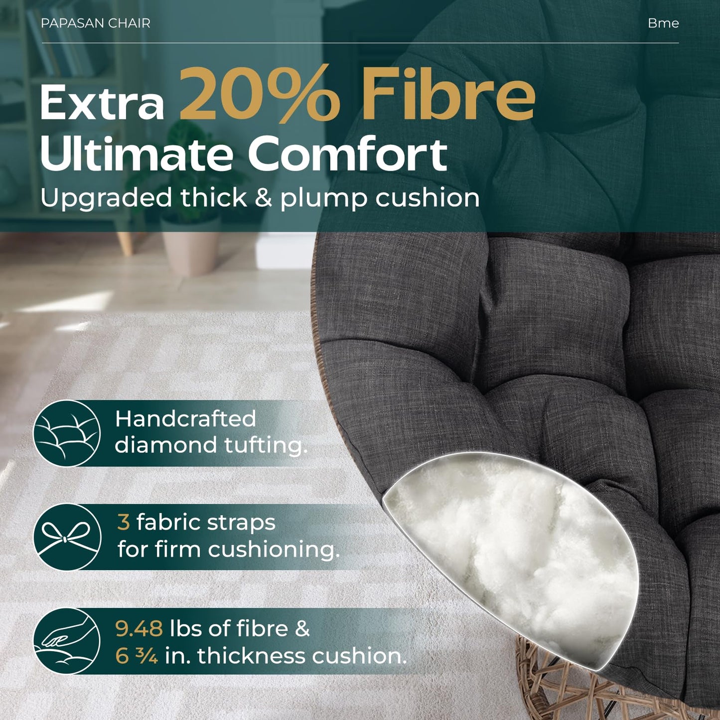 BME 40" Wicker Papasan Chair