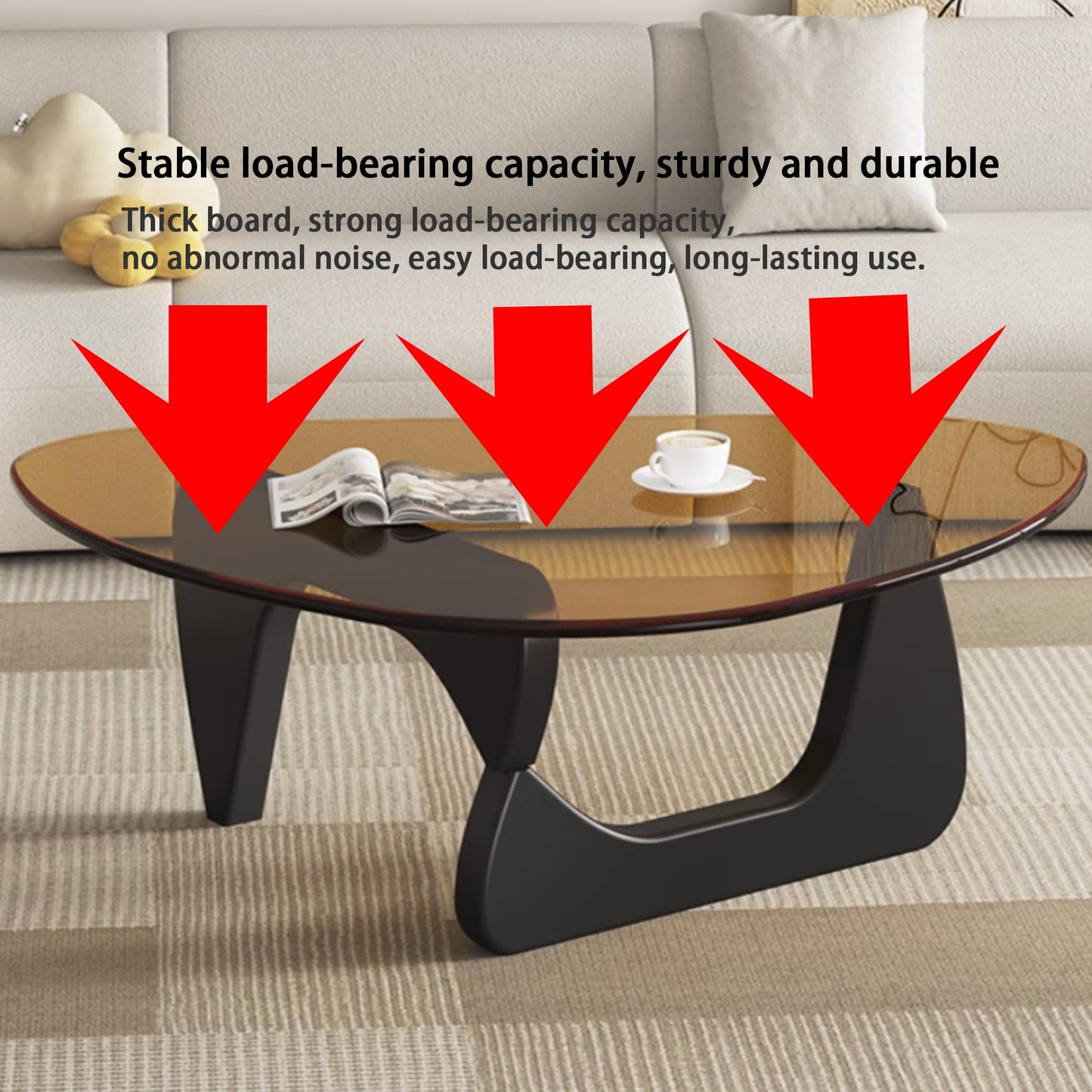 EASYSOUL 32" Glass Coffee Table