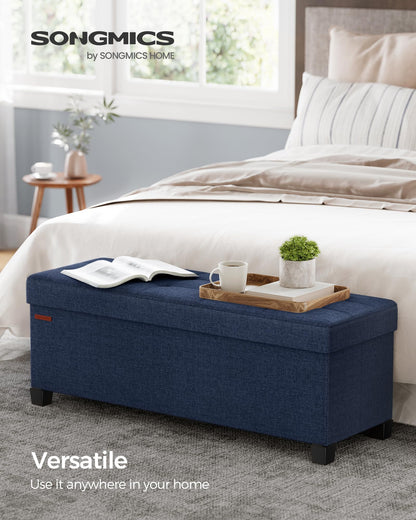 SONGMICS Foldable Storage Ottoman Bench, 15"x43"x15.7"