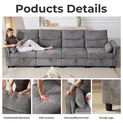 132" U-Shaped Sofa, 6-Seater Beige