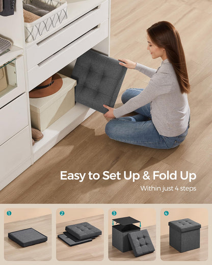 SONGMICS MAZIE 43" Folding Storage Ottoman Bench